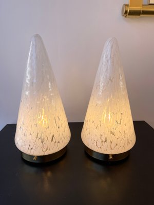 Italian Murano Glass and Brass Cone Lamps from Esperia, 1970s, Set of 2-FUE-1348735