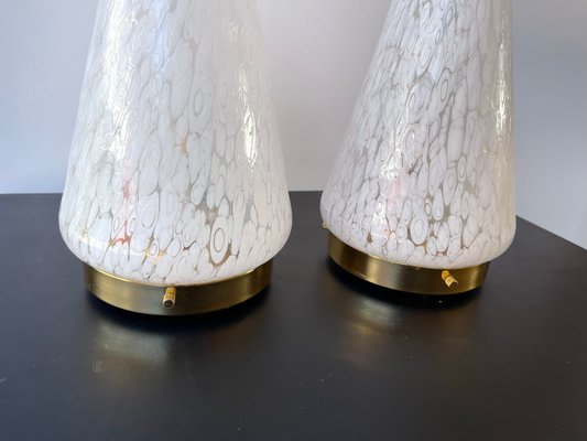 Italian Murano Glass and Brass Cone Lamps from Esperia, 1970s, Set of 2-FUE-1348735