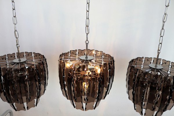 Italian Murano Glass and Chrome Chandelier, 1970s-VNE-966056