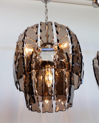 Italian Murano Glass and Chrome Chandelier, 1970s-VNE-966056