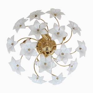 Italian Murano Glass and Gilt Brass Ceiling Lamp, 1970s-DEK-554028