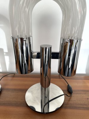 Italian Murano Glass and Metal Chrome Lamps by Aldo Nason for Mazzega, 1970s, Set of 2-FUE-1733138