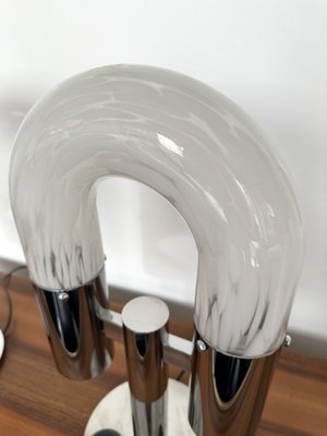 Italian Murano Glass and Metal Chrome Lamps by Aldo Nason for Mazzega, 1970s, Set of 2-FUE-1733138