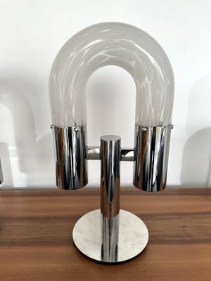 Italian Murano Glass and Metal Chrome Lamps by Aldo Nason for Mazzega, 1970s, Set of 2-FUE-1733138