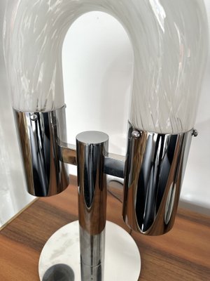 Italian Murano Glass and Metal Chrome Lamps by Aldo Nason for Mazzega, 1970s, Set of 2-FUE-1733138