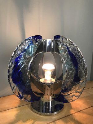 Italian Murano Glass and Steel Table Lamp by Angelo Brotto for Esperia, 1970s-WZZ-546814