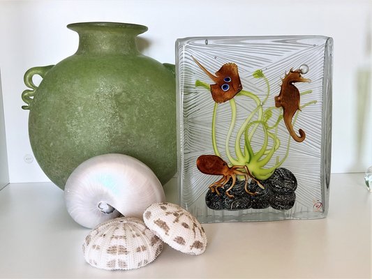 Italian Murano Glass Aquarium with Sea Animals, 2010s-VNE-1816868