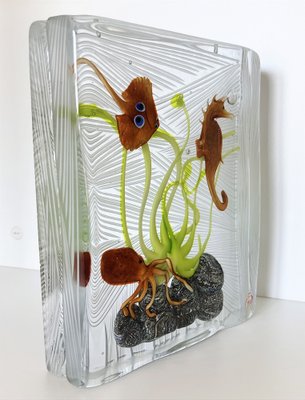 Italian Murano Glass Aquarium with Sea Animals, 2010s-VNE-1816868