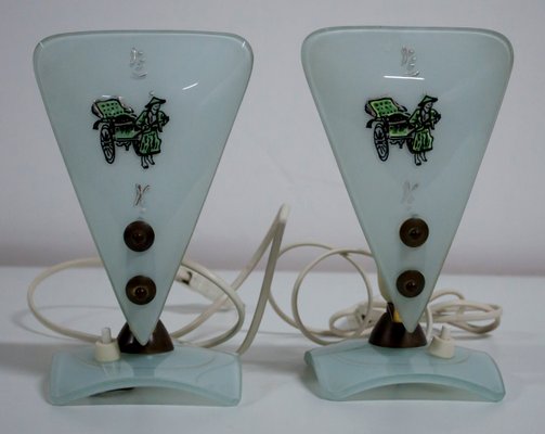 Italian Murano Glass Bedside Table Lamps, 1950s, Set of 2-FER-879339