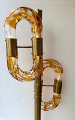 Italian Murano Glass Brass Chain Floor Lamp attributed to Aldo Nason for Mazzega, 1970s-FUE-2018535