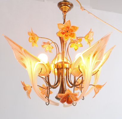 Italian Murano Glass Chandelier attributed to Franco Luce for Seguso, 1970s-MY-1444863