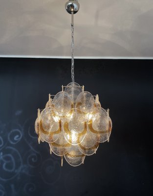 Italian Murano Glass Chandelier with 36 Amber Shells, Italy, Mid-20th Century-FHZ-1196256