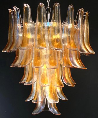 Italian Murano Glass Chandelier with Amber Glass Petals, 1970s-MBH-1397976