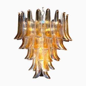 Italian Murano Glass Chandelier with Amber Glass Petals, 1970s-MBH-1397976