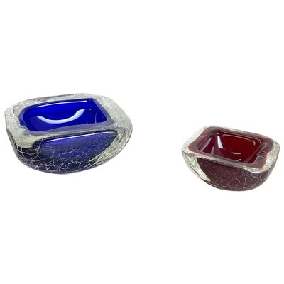 Italian Murano Glass Crack Structure Bowl Shells Ashtray, 1970s, Set of 2-QZ-1091372