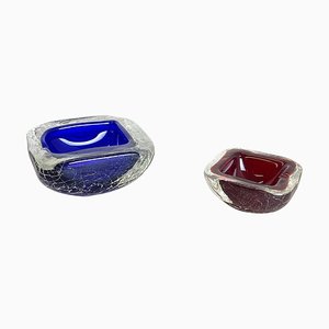 Italian Murano Glass Crack Structure Bowl Shells Ashtray, 1970s, Set of 2-QZ-1091372