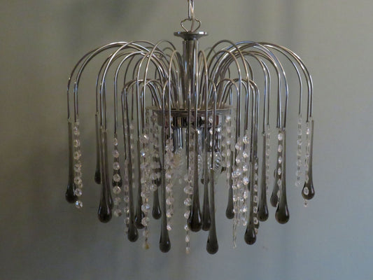 Italian Murano Glass Drop Waterfall Chandelier, 1960s