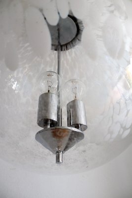 Italian Murano Glass Globe and Chrome Pendant Lamp, 1970s-VNE-965971