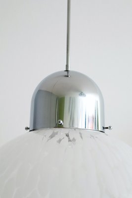 Italian Murano Glass Globe and Chrome Pendant Lamp, 1970s-VNE-965971