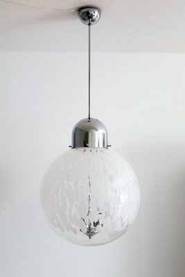 Italian Murano Glass Globe and Chrome Pendant Lamp, 1970s-VNE-965971