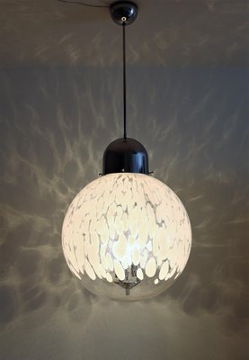 Italian Murano Glass Globe and Chrome Pendant Lamp, 1970s-VNE-965971