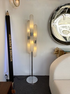 Italian Murano Glass, Metal & Chrome Floor Lamp from Mazzega, 1970s-FUE-902277