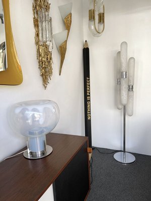 Italian Murano Glass, Metal & Chrome Floor Lamp from Mazzega, 1970s-FUE-902277