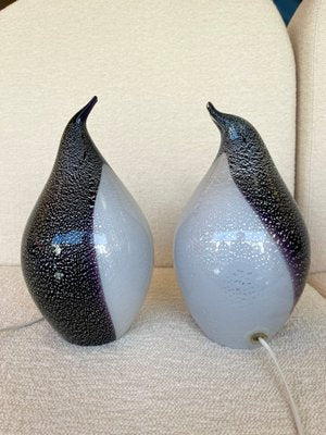 Italian Murano Glass Penguin Lamps, 1980s, Set of 2-FUE-1115899