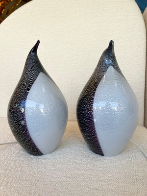 Italian Murano Glass Penguin Lamps, 1980s, Set of 2-FUE-1115899