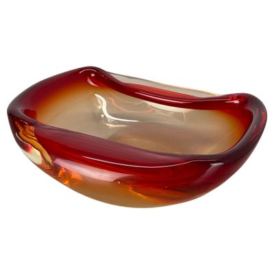 Italian Murano Glass Red-Yellow Bowl, 1970s-QZ-1814026