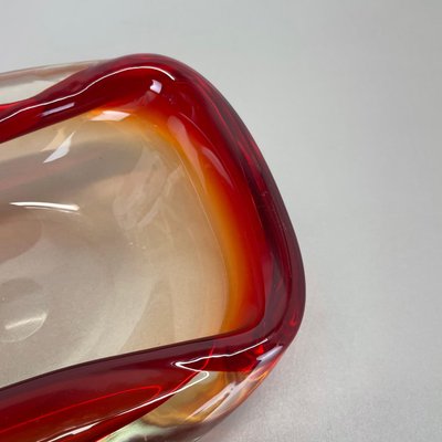 Italian Murano Glass Red-Yellow Bowl, 1970s-QZ-1814026