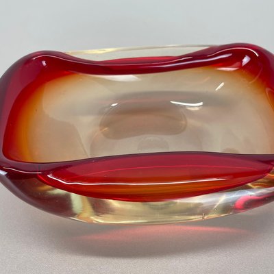 Italian Murano Glass Red-Yellow Bowl, 1970s-QZ-1814026