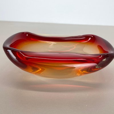 Italian Murano Glass Red-Yellow Bowl, 1970s-QZ-1814026