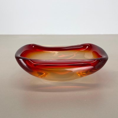 Italian Murano Glass Red-Yellow Bowl, 1970s-QZ-1814026