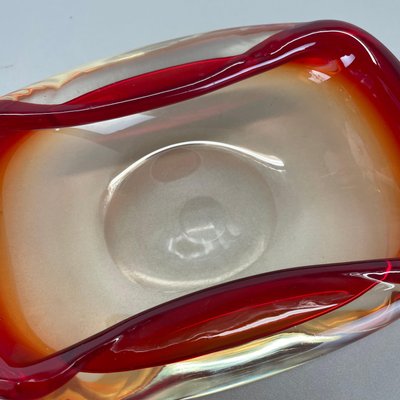 Italian Murano Glass Red-Yellow Bowl, 1970s-QZ-1814026