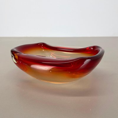 Italian Murano Glass Red-Yellow Bowl, 1970s-QZ-1814026