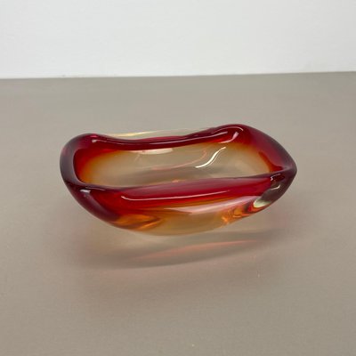 Italian Murano Glass Red-Yellow Bowl, 1970s-QZ-1814026