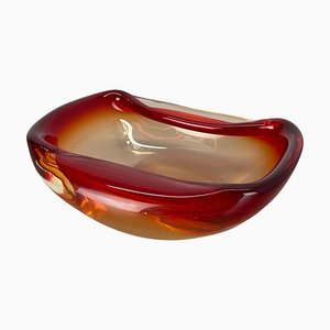 Italian Murano Glass Red-Yellow Bowl, 1970s-QZ-1814026