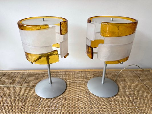 Italian Murano Glass Table Lamps by Mazzega, 1980s, Set of 2-FUE-1395832