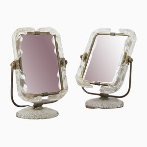 Italian Murano Glass Table Mirror Vanity Photo Frame with Brass by Barovier and Toso, Set of 2-RCE-1191358