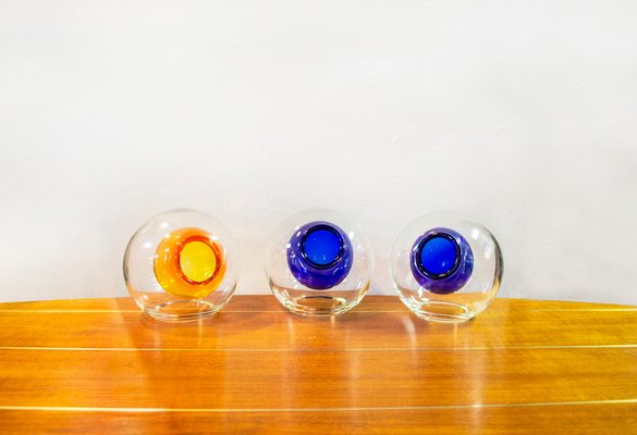 Italian Murano Glass Vases by Enrico Capuzzo for Vistosi, 1960s, Set of 3-VCV-1118580