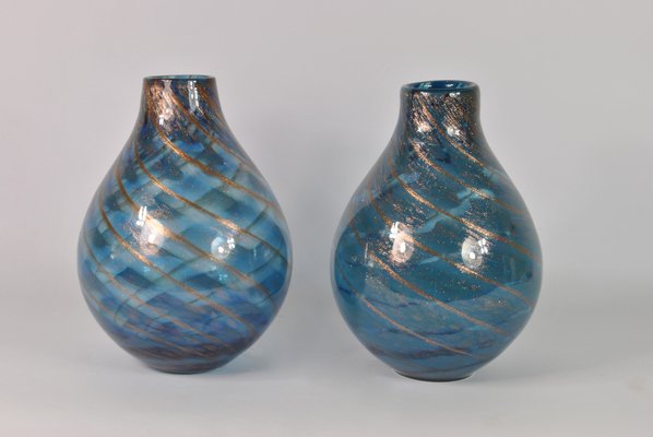 Italian Murano Glass Vases by Fratelli Toso, 1960s, Set of 2-WFB-1272966