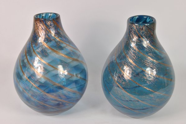 Italian Murano Glass Vases by Fratelli Toso, 1960s, Set of 2-WFB-1272966