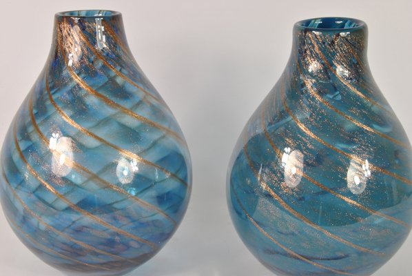 Italian Murano Glass Vases by Fratelli Toso, 1960s, Set of 2-WFB-1272966