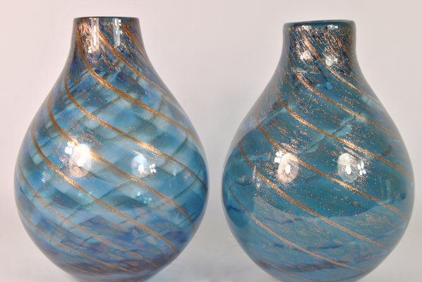 Italian Murano Glass Vases by Fratelli Toso, 1960s, Set of 2-WFB-1272966