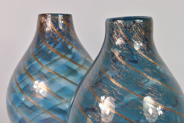 Italian Murano Glass Vases by Fratelli Toso, 1960s, Set of 2-WFB-1272966