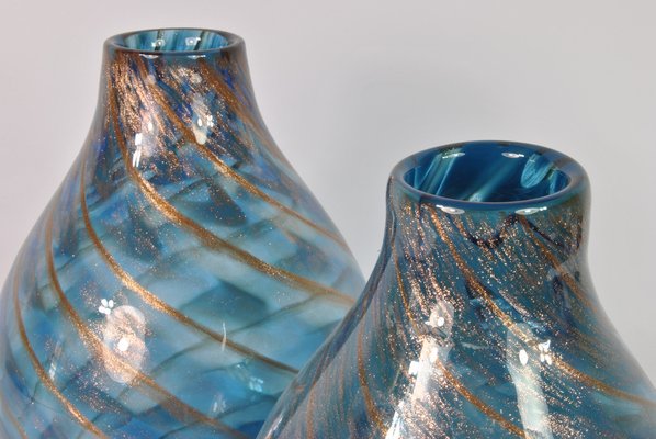 Italian Murano Glass Vases by Fratelli Toso, 1960s, Set of 2-WFB-1272966