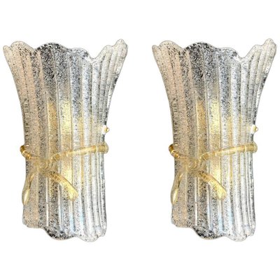 Italian Murano Glass Wall Sconces from Barovier & Toso, 1970s, Set of 2-MBH-1031885