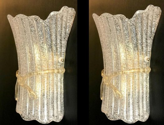 Italian Murano Glass Wall Sconces from Barovier & Toso, 1970s, Set of 2-MBH-1031885