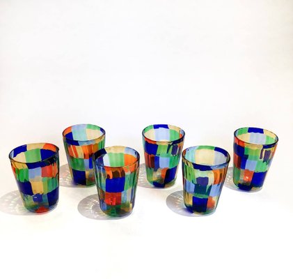 Italian Murano Glasses in the style of Venini, Set of 6-TKI-1182511